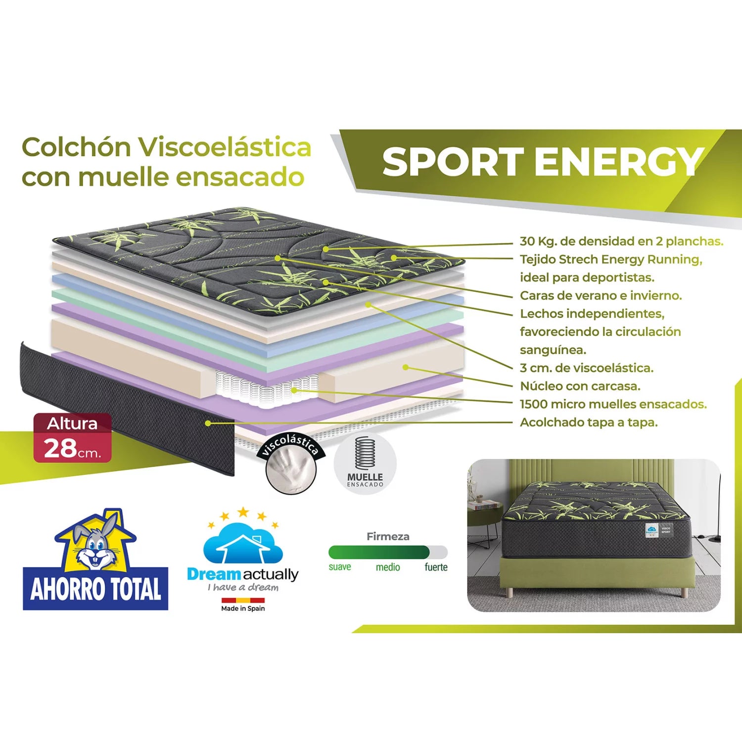 Colchón SPORT muelles ensacados 30cm